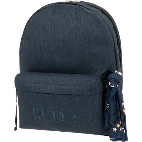 POLO ΣΧΟΛΙΚΗ ΤΣΑΝΤΑ ΠΛΑΤΗΣ ORIGINAL DOUBLE SCARF-ΣΚΟΥΡΟ ΜΠΛΕ
