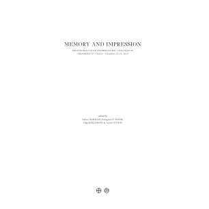 MEMORY AND IMPRESSION WALKING THROUGH LOCI AND IMAGES OF THE PELOPONNESE. PROCEEDINGS OF AN INTERNATIONAL COLLOQUIUM ORGANISED A