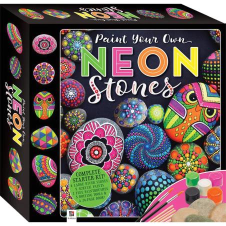 PAINT YOUR OWN NEON STONES - ΓΙΑ ΕΝΗΛΙΚΕΣ (24 + 4 ΜΕΓΑΛΕΣ ΠΕΤΡΕΣ, 2 ΑΚΡΥΛΙΚΑ ΧΡΩΜΑΤΑ, 3 ΦΩΣΦΟΡΙΖΟΝΤΑ ΧΡΩΜΑΤΑ, 2 ΠΙΝΕΛΑ   5 ΞΥΛΑΚ