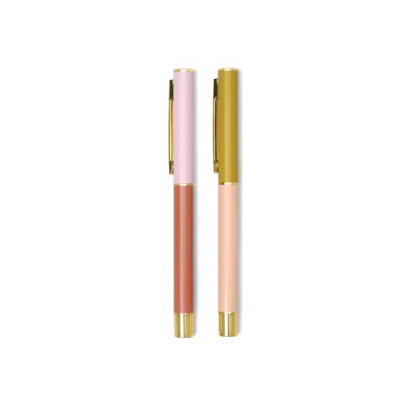DESIGNWORKS INK COLOUR BLOCK PENS-SET OF 2- ROSEWOOD AND BLUSH