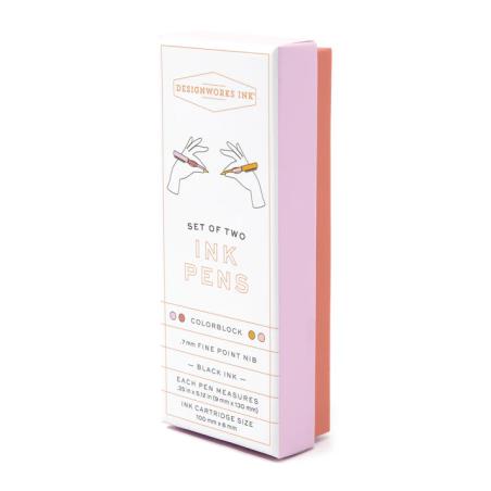 DESIGNWORKS INK COLOUR BLOCK PENS-SET OF 2- ROSEWOOD AND BLUSH