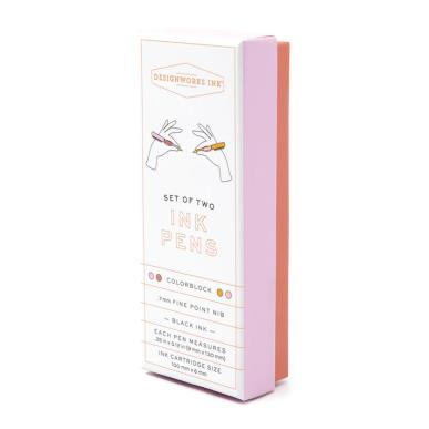 DESIGNWORKS INK COLOUR BLOCK PENS-SET OF 2- ROSEWOOD AND BLUSH