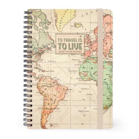 LEGAMI  ΣΗΜΕΙΩΜΑΤΑΡΙΟ ΣΠΙΡΑΛ  Α5 ΜΕ ΛΑΣΤΙΧΟ - LARGE LINED SPIRAL NOTEBOOK - TRAVEL (ΤΑΞΙΔΙΑ)