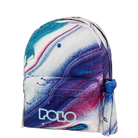 POLO ΣΑΚΙΔΙΟ ΠΛΑΤΗΣ ORIGINAL DOUBLE SCARF SHAPES ΑΣΠΡΟ-ΜΩΒ