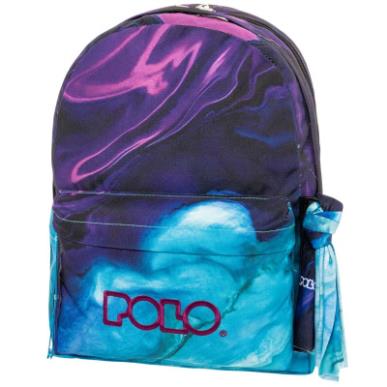 POLO ΣΑΚΙΔΙΟ ΠΛΑΤΗΣ ORIGINAL DOUBLE SCARF SHAPES ΜΩΒ-ΓΑΛΑΖΙΟ