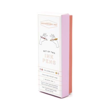 DESIGNWORKS INK COLOUR BLOCK PENS-SET OF 2- ROSEWOOD AND BLUSH