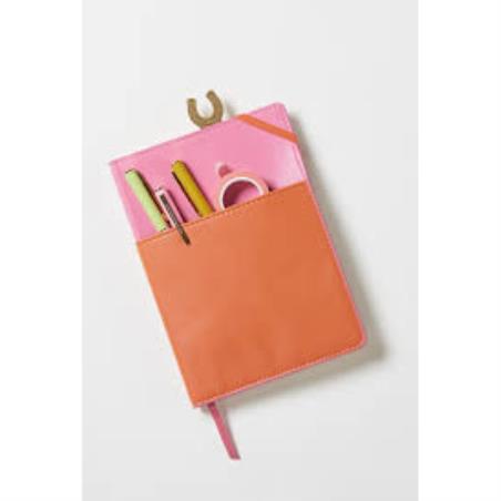  DESIGNWORKS INK -VEGAN LEATHER POCKET JOURNAL-PINK AND CHILI