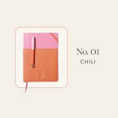  DESIGNWORKS INK -VEGAN LEATHER POCKET JOURNAL-PINK AND CHILI