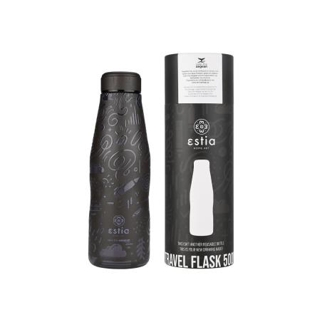 ESTIA ΘΕΡΜΟΣ TRAVEL FLASK SAVE THE AEGEAN 500ML NOIR ECHO