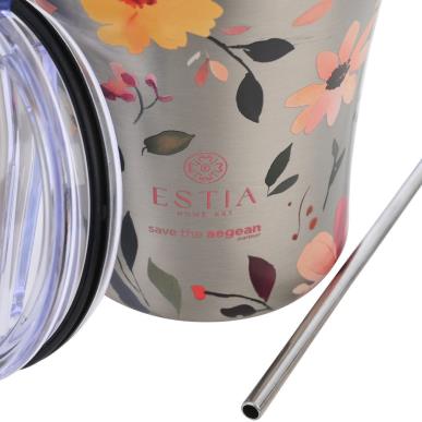 ESTIA ΘΕΡΜΟΣ COFFEE MUG SAVE THE AEGEAN 350ml SILVER BOTANIC