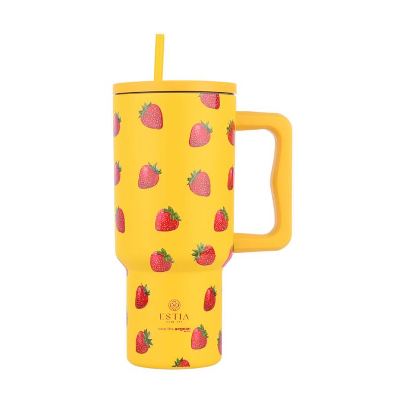 ESTIA ΘΕΡΜΟΣ STRAW TUMBLER XL SAVE THE AEGEAN 900ml BERRY BRIGHT ESTIA ΘΕΡΜΟΣ STRAW TUMBLER XL SAVE THE AEGEAN 900ml BERRY BRIGHT