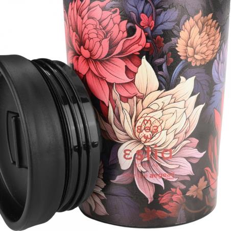 ESTIA ΘΕΡΜΟΣ TRAVEL MUG SAVE THE AEGEAN 350ml MIDNIGHT BLOSSOM