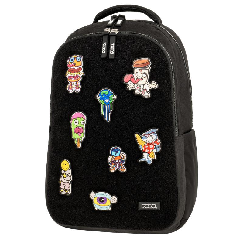 POLO ΣΑΚΙΔΙΟ ΠΛΑΤΗΣ PATCHES ΜΑΥΡΟ